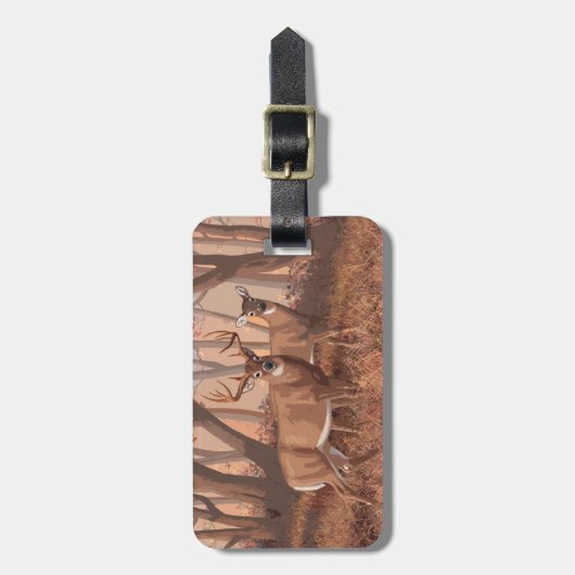 Hirsche im Retrostil des Waldes Gepäckanhänger (Vorderseite vertikal)