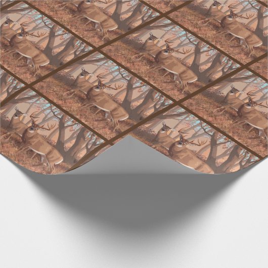 Hirsche im Retrostil des Waldes Geschenkpapier (Ecke)