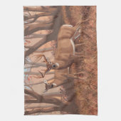 Hirsche im Retrostil des Waldes Geschirrtuch (Vertikal)