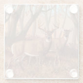 Hirsche im Retrostil des Waldes Glasuntersetzer (Rückseite)