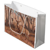 Hirsche im Retrostil des Waldes Große Geschenktüte (Vorderseite Schrägansicht)