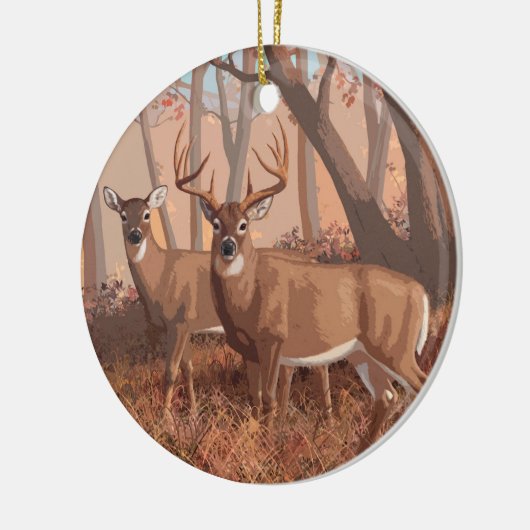 Hirsche im Retrostil des Waldes Keramik Ornament (Links)