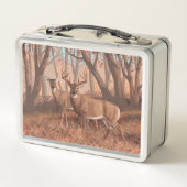 Hirsche im Retrostil des Waldes Metall Brotdose (Rückseite)