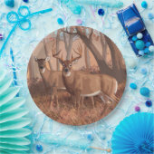 Hirsche im Retrostil des Waldes Pappteller (Party)