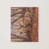 Hirsche im Retrostil des Waldes Puzzle (Vertikal)