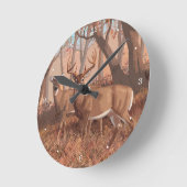 Hirsche im Retrostil des Waldes Runde Wanduhr (Winkel)