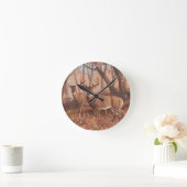 Hirsche im Retrostil des Waldes Runde Wanduhr (Zuhause)