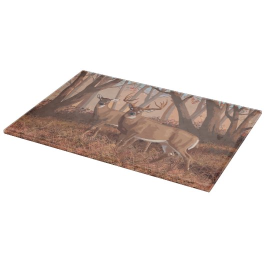 Hirsche im Retrostil des Waldes Schneidebrett (Ecke)