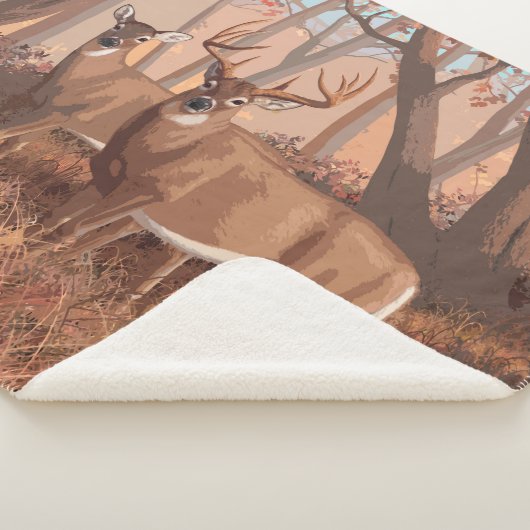 Hirsche im Retrostil des Waldes Sherpadecke (3/4)