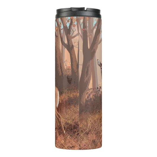 Hirsche im Retrostil des Waldes Thermosbecher (Rückseite)