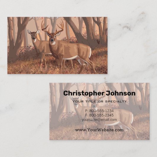 Hirsche im Retrostil des Waldes Visitenkarte (Vorne/Hinten)