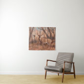 Hirsche im Retrostil des Waldes Wandteppich (Beispiel (Horizontal))