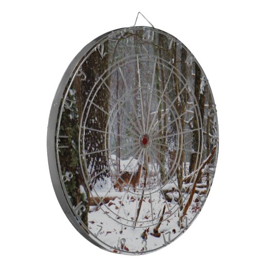 Hirsche im Schnee fallen Dartscheibe (Vorderseite Links)