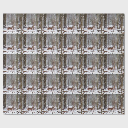 Hirsche im Schnee fallen Geschenkpapier (Flach)