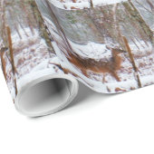 Hirsche im Schnee fallen Geschenkpapier (Rolleneckpunkt)