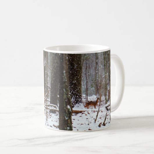 Hirsche im Schnee fallen Kaffeetasse (VorderseiteRechts)