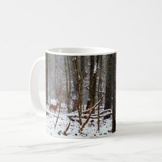 Hirsche im Schnee fallen Kaffeetasse (Vorderseite Links)