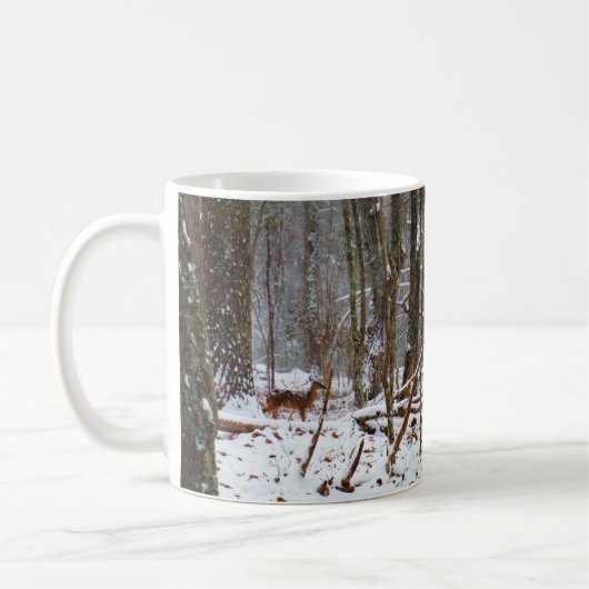 Hirsche im Schnee fallen Kaffeetasse (Links)