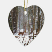 Hirsche im Schnee fallen Keramik Ornament (Links)