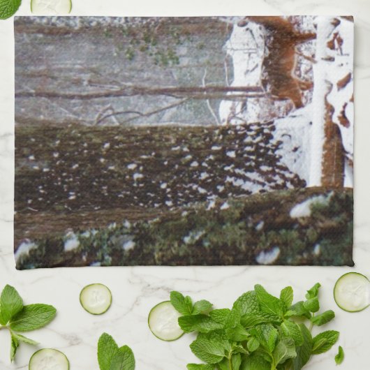 Hirsche im Schnee fallen Küchentuch (Gefaltet)