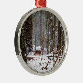 Hirsche im Schnee fallen Silbernes Ornament (Rechts)