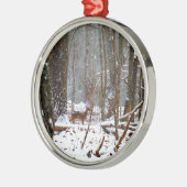 Hirsche im Schnee fallen Silbernes Ornament (Links)