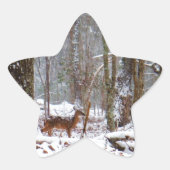 Hirsche im Schnee fallen Stern-Aufkleber (Vorderseite)