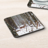 Hirsche im Schnee fallen Untersetzer (Linke Seite)