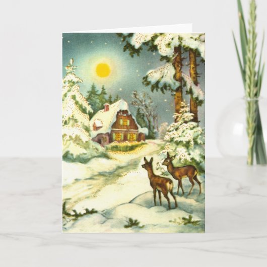 Hirsche im Schnee Feiertagskarte (Vorderseite)
