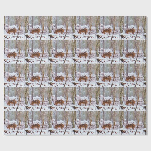 Hirsche im Schnee, lecken Bein Geschenkpapier (Flach)