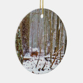 Hirsche im Schnee, lecken Bein Keramik Ornament (Rechts)