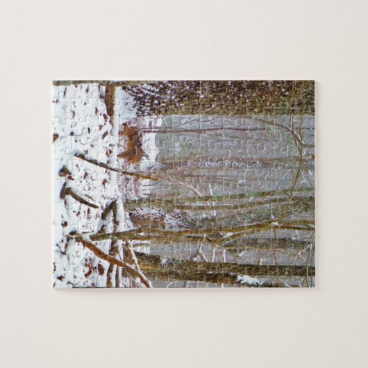 Hirsche im Schnee, lecken Bein Puzzle (Horizontal)