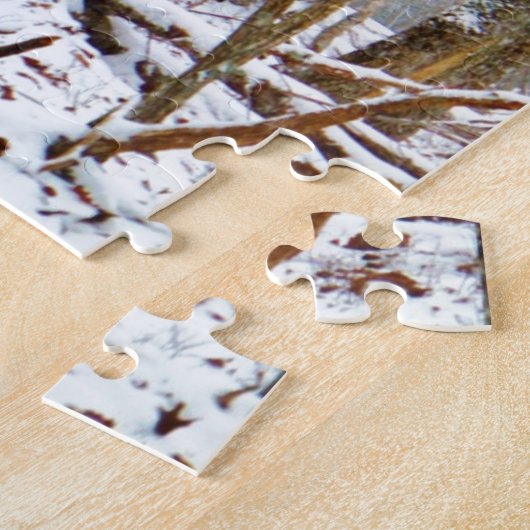 Hirsche im Schnee, lecken Bein Puzzle (Seite)