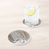 Hirsche im Schnee, lecken Bein Sandstein Untersetzer (Seite)