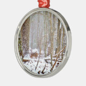 Hirsche im Schnee, lecken Bein Silbernes Ornament (Links)