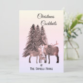 Hirsche im Schnee Weihnachtscocktail Party Einladung (Stehend Vorderseite)