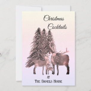 Hirsche im Schnee Weihnachtscocktail Party Einladung