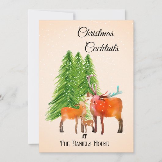 Hirsche im Schnee Weihnachtscocktail Party Einladung (Vorderseite)