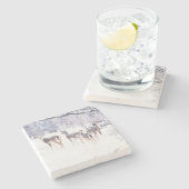 Hirsche im Schnee Winter Art Untersetzer (Seitenansicht)