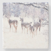 Hirsche im Schnee Winter Art Untersetzer (Vorderseite)
