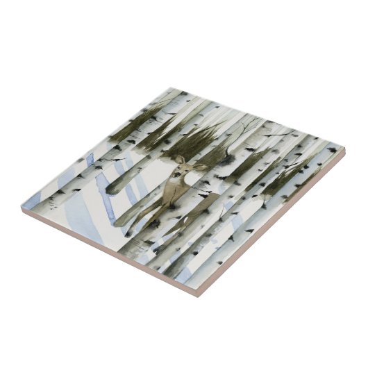 Hirsche im Schneefall Fliese (Seite)