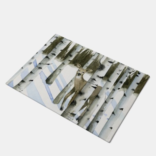 Hirsche im Schneefall Fußmatte (Schrägansicht)