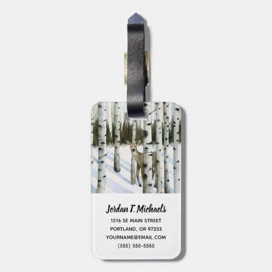 Hirsche im Schneefall Gepäckanhänger (Rückseite vertikal)