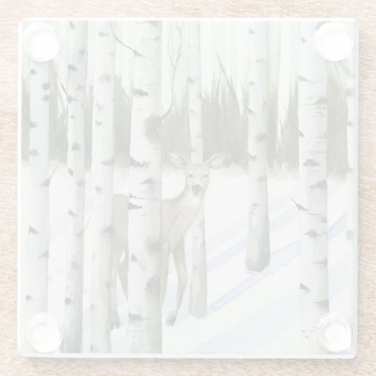 Hirsche im Schneefall Glasuntersetzer (Rückseite)