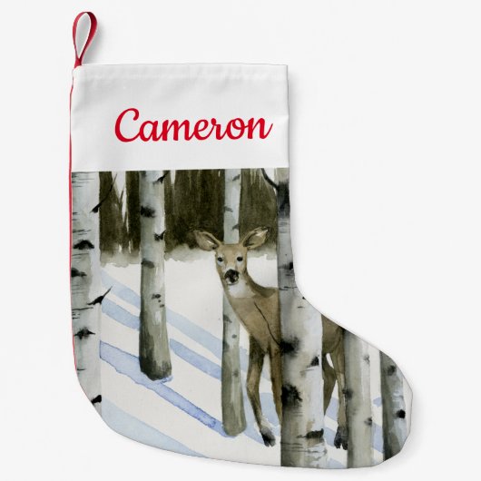 Hirsche im Schneefall Kleiner Weihnachtsstrumpf (Vorderseite)