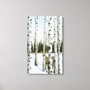 Hirsche im Schneefall Leinwanddruck