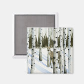 Hirsche im Schneefall Magnet (Vorderseite/Rückseite)