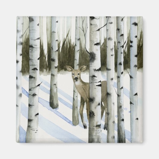 Hirsche im Schneefall Magnet (Vorne)