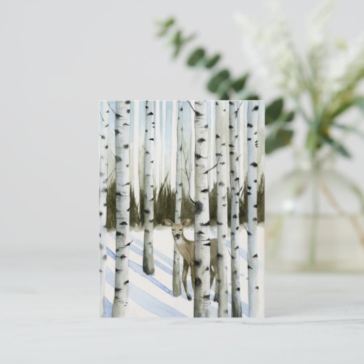 Hirsche im Schneefall Postkarte (Stehend Vorderseite)