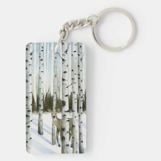 Hirsche im Schneefall Schlüsselanhänger (Rückseite)